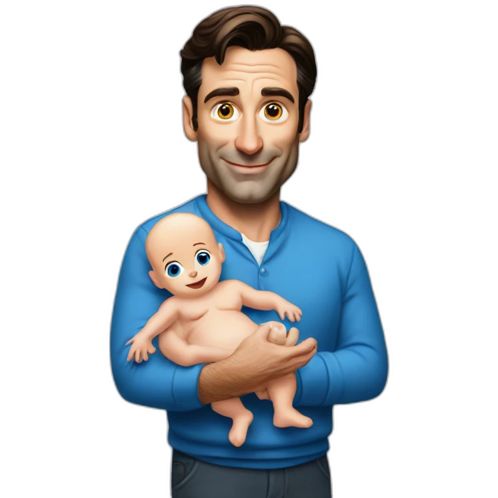 jon hamm holding a smurf baby emoji