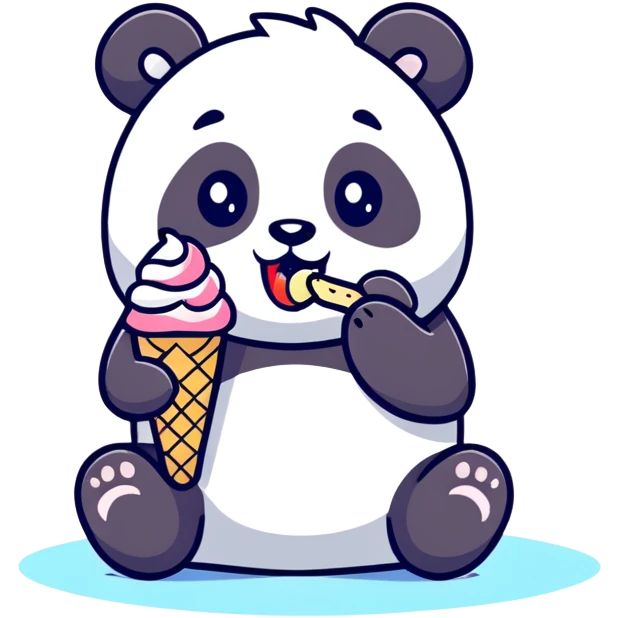 Panda eating ice cream emoji