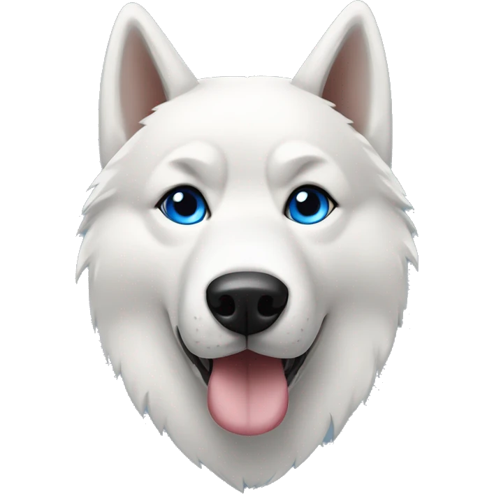 Husky blanco con un ojo azul y otro café y con una oreja negra emoji
