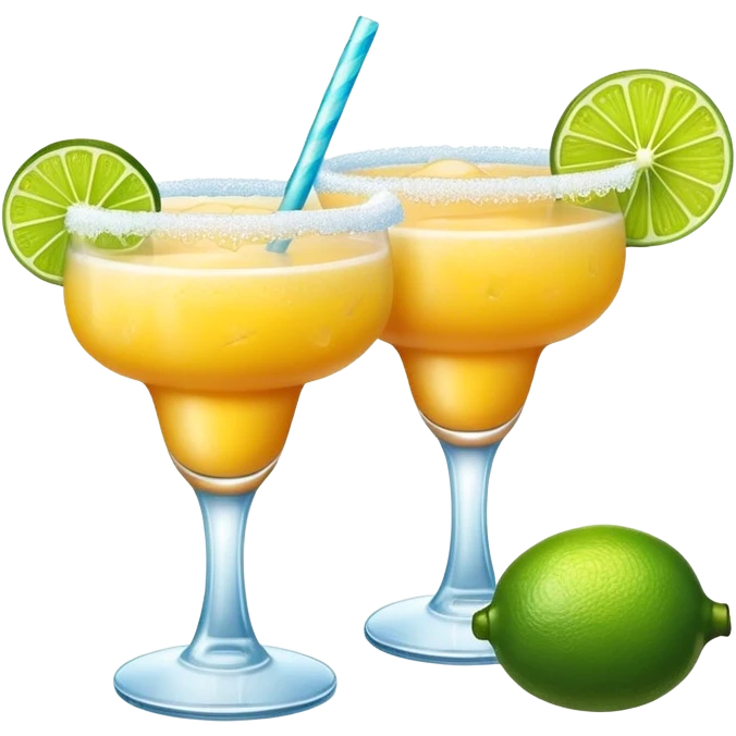 Two frozen margaritas, one mango flavor, one lime flavor  emoji