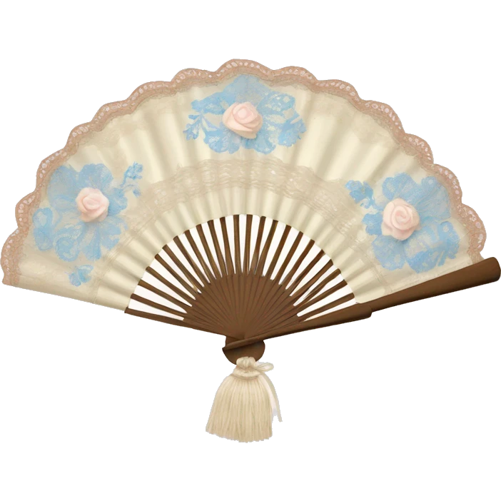 Rococo hand fan pale pink and pale blue and beige with lace emoji