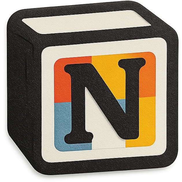 notion icon in paper cut style, white background, black outline, colorful, simple, flat emoji
