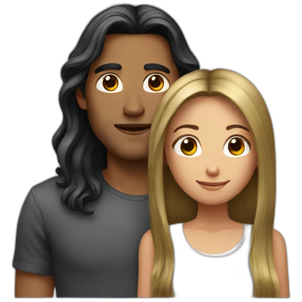 Men with Long hair and girl emoji