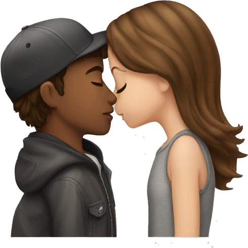 brown hair girl kissing skater boy emoji
