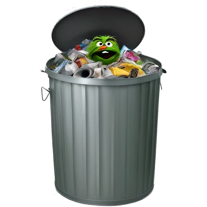 oscar the grouch inside metal trash can emoji