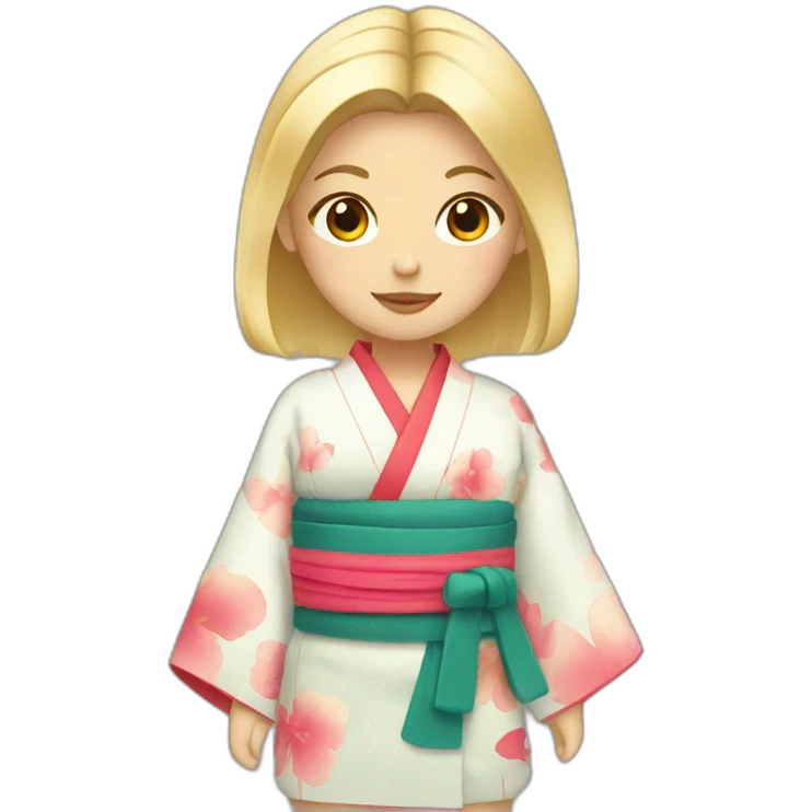 blonde girl in kimono emoji