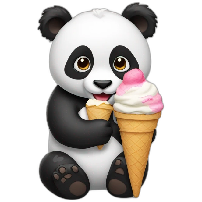Panda eating ice cream emoji