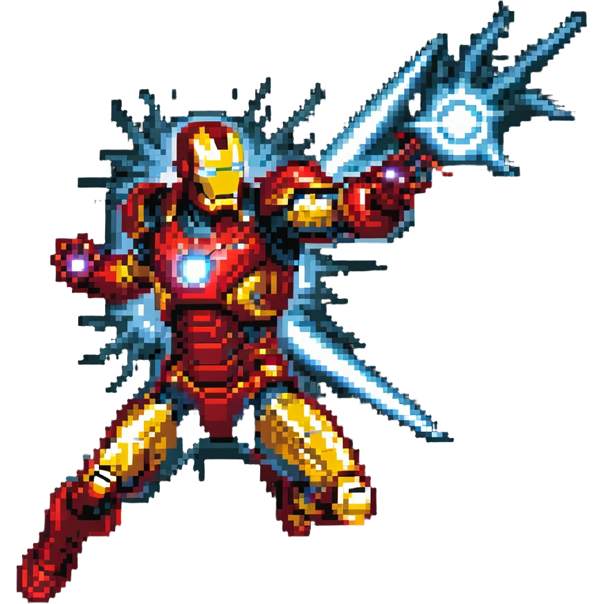 Iron Man flying with repulsor beams emoji
