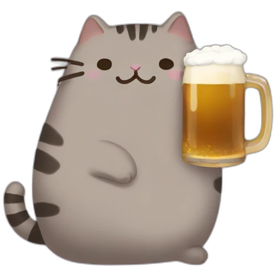 Pusheen cat buvant une biere emoji