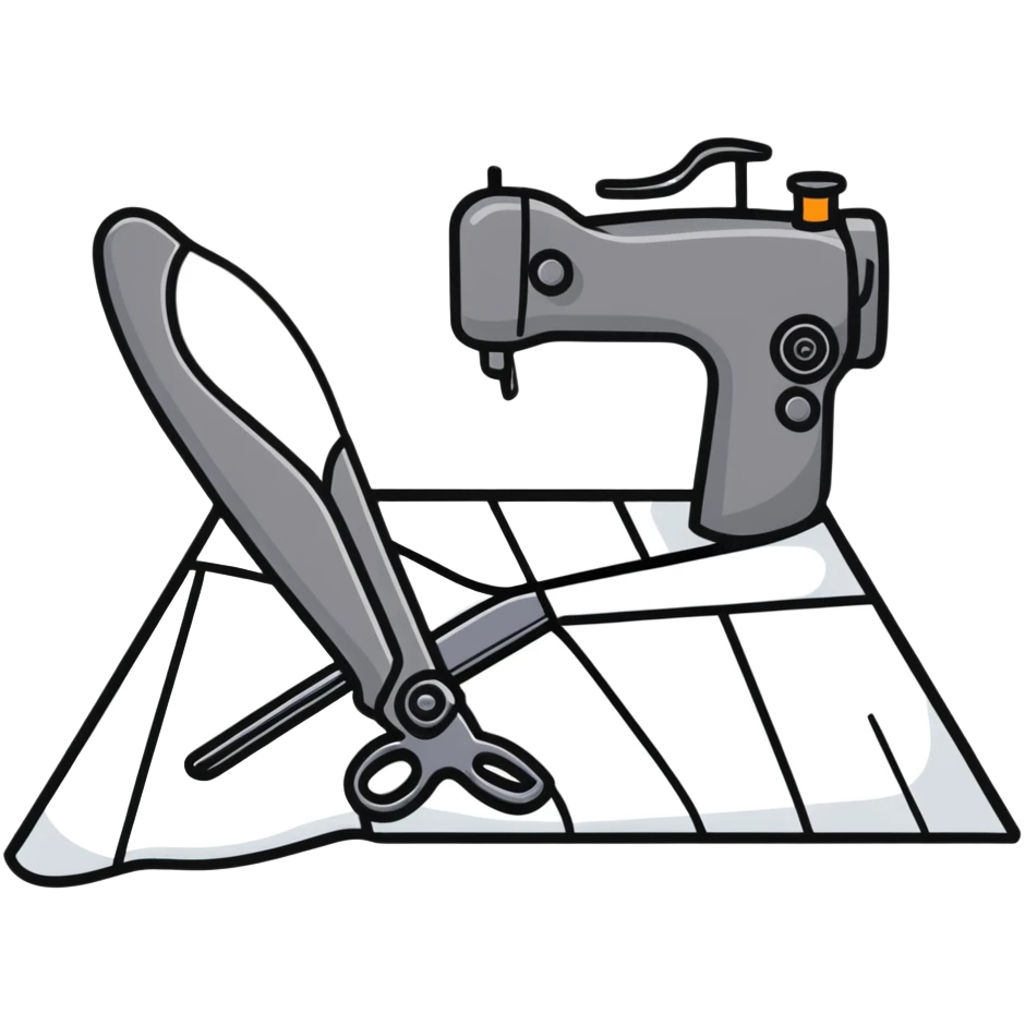 tailoring scissors cutting fabric with dotted line emoji