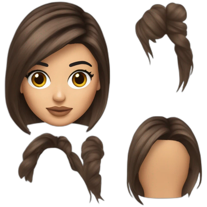 kylie jenner avec les cheuveux brun et de l'acne emoji