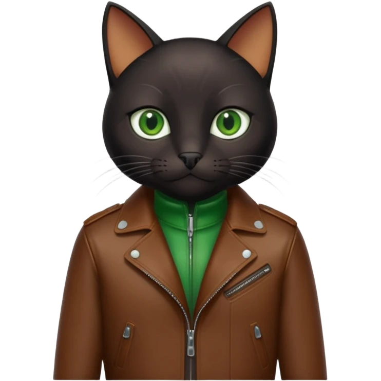 black cat with brown leather jacket emoji