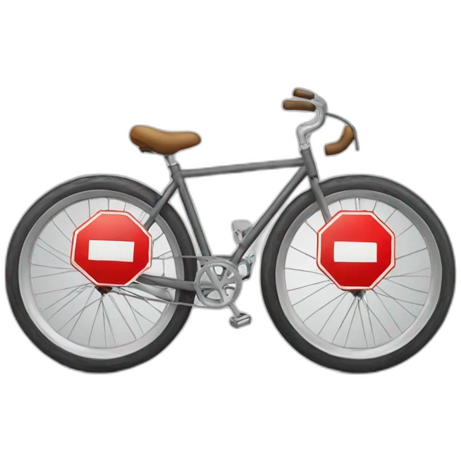 Bike wheel with a stop sign emoji