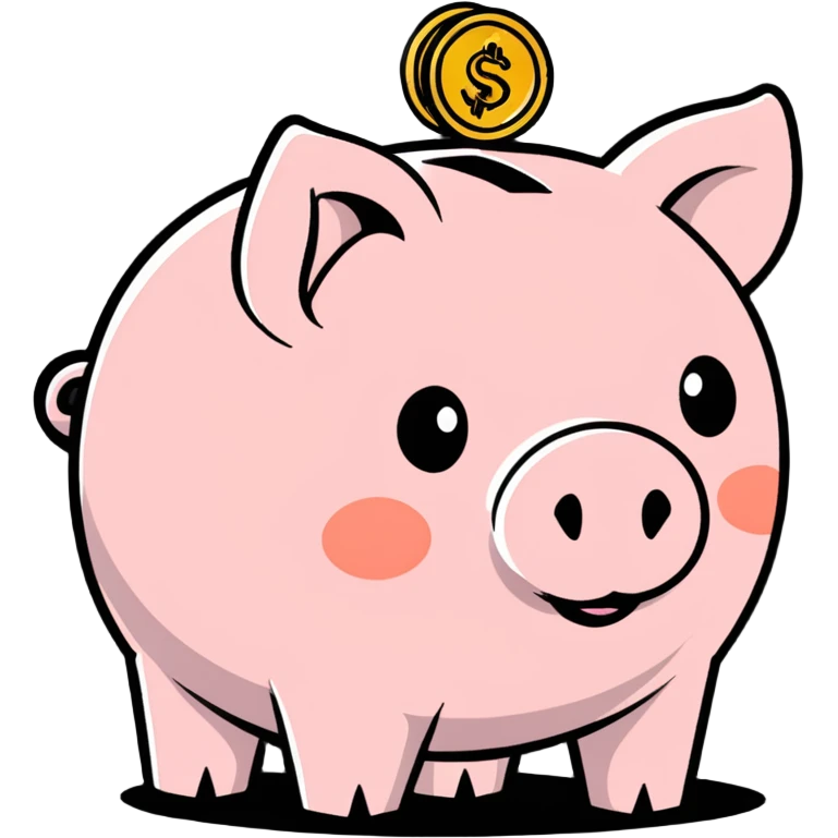 cute pink piggy bank with round snout and classic coin slot emoji