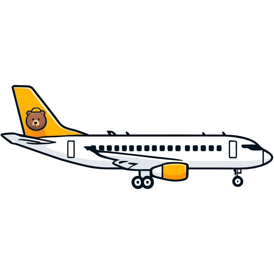 Commercial airplane with bears emoji