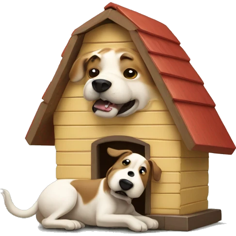 Giant Dog Crushing A Small Dog House emoji