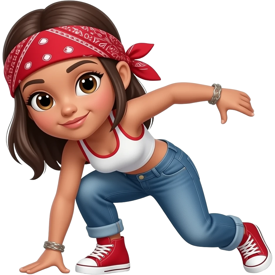Girl crip walk dance bandana red emoji