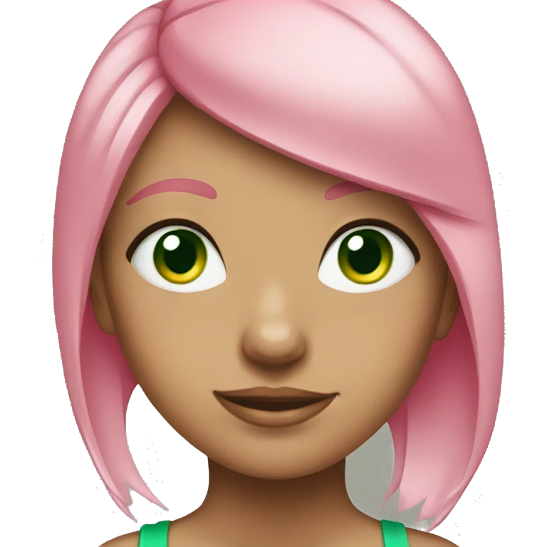 girl with green eyes and pink hair-bow  emoji