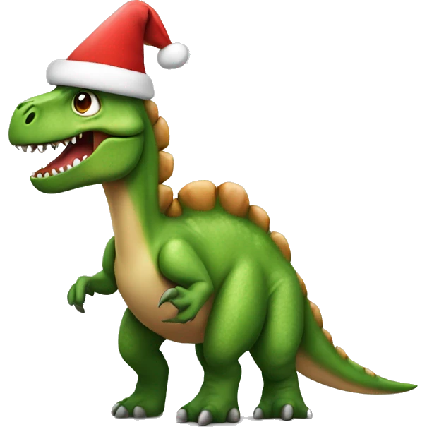 Dinosaur with a santa hat emoji