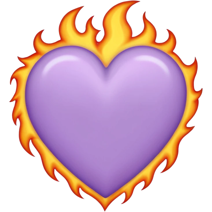 pastel purple heart with flames around it emoji