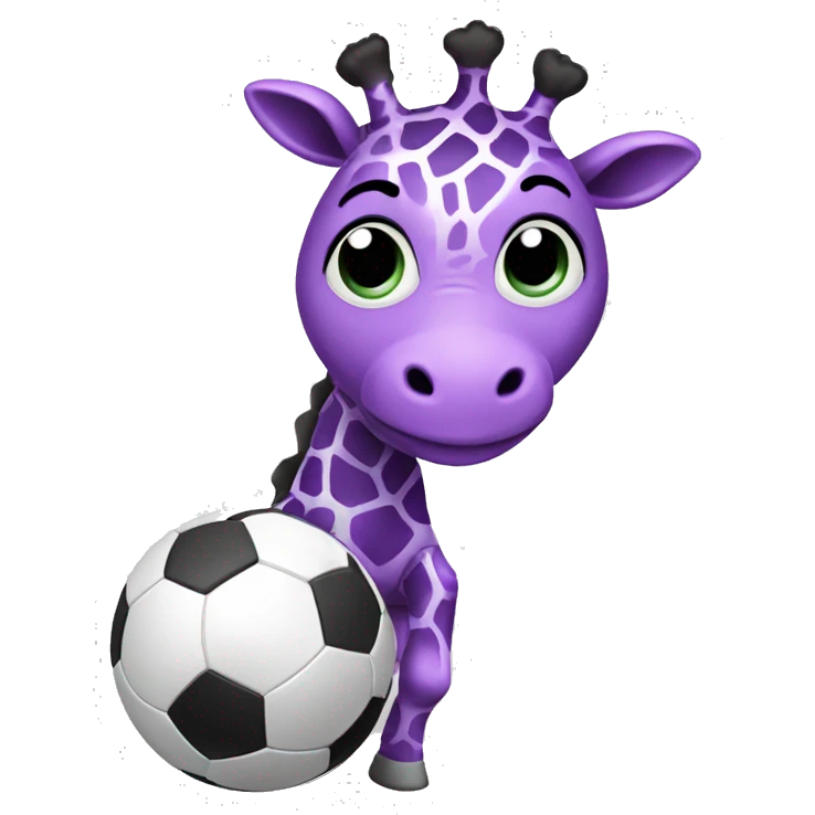 Purple giraffe playing soccer emoji