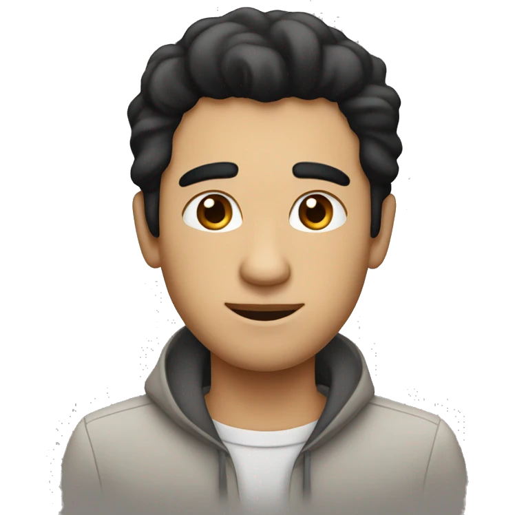 "man wih black hair and brown eyes at macbook laptop" emoji