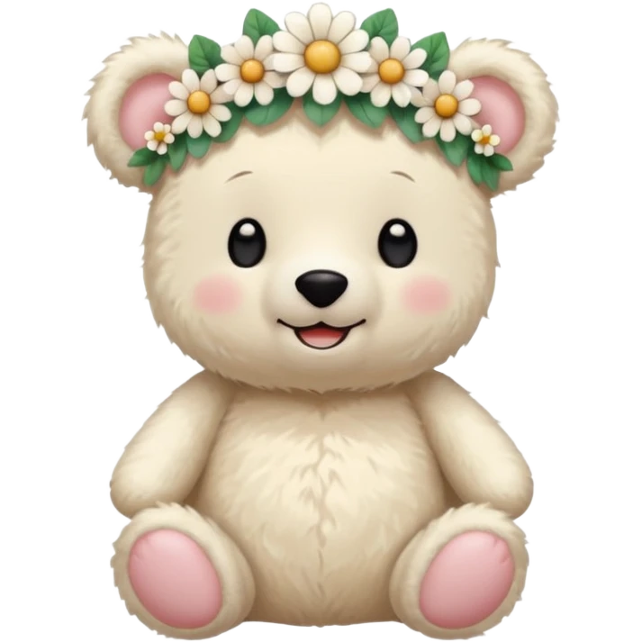 White boho aesthetic teddy sticker emoji