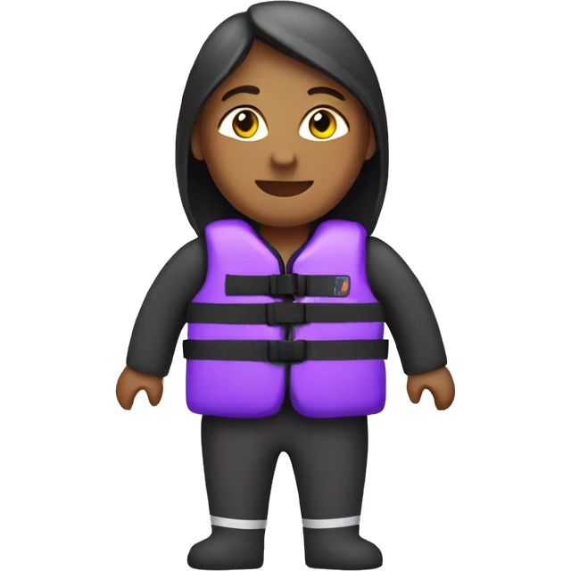 woman wearing a purple kayaking lifejacket emoji
