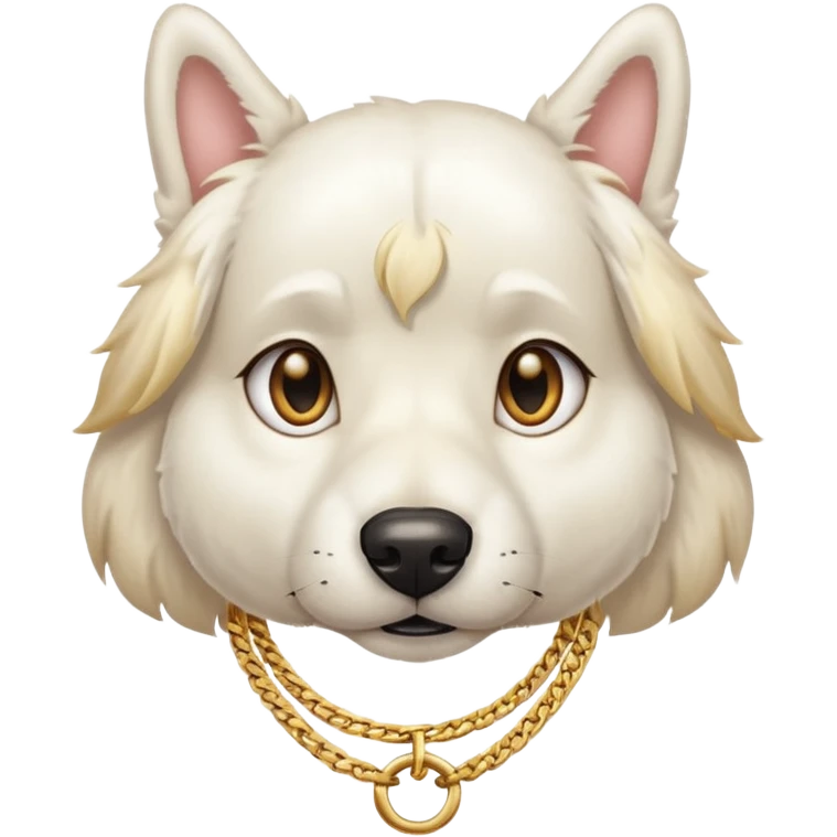 White dog wering cuban chain emoji