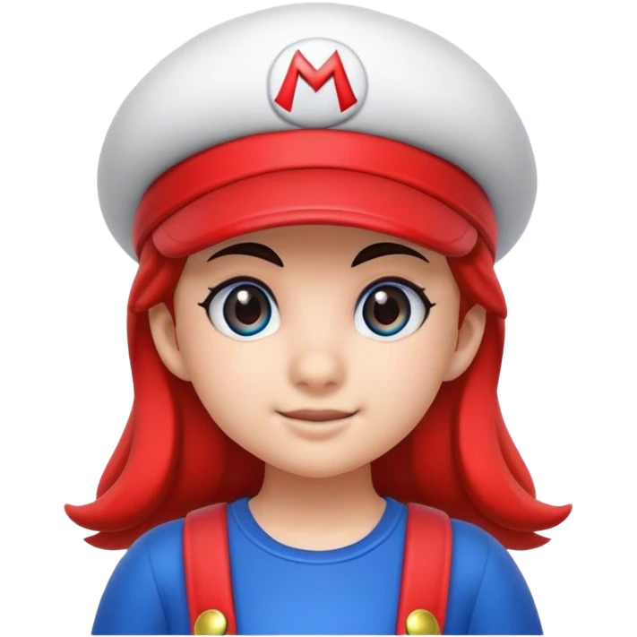Girl wear mario hat emoji