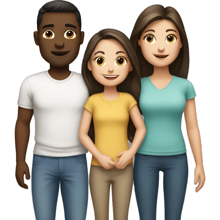 white brunette couple with kids emoji