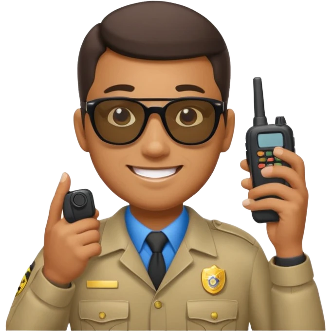 school security, sun glasses, holding walkie-talkie emoji