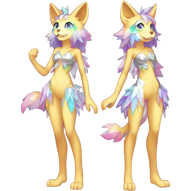 Anthro Sona Colorful Sparkle Shiny Fakemon Full Body emoji