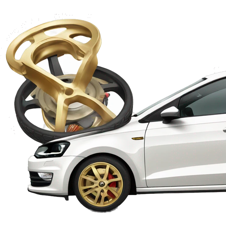 White Volkswagen polo gti with gold wheels  emoji