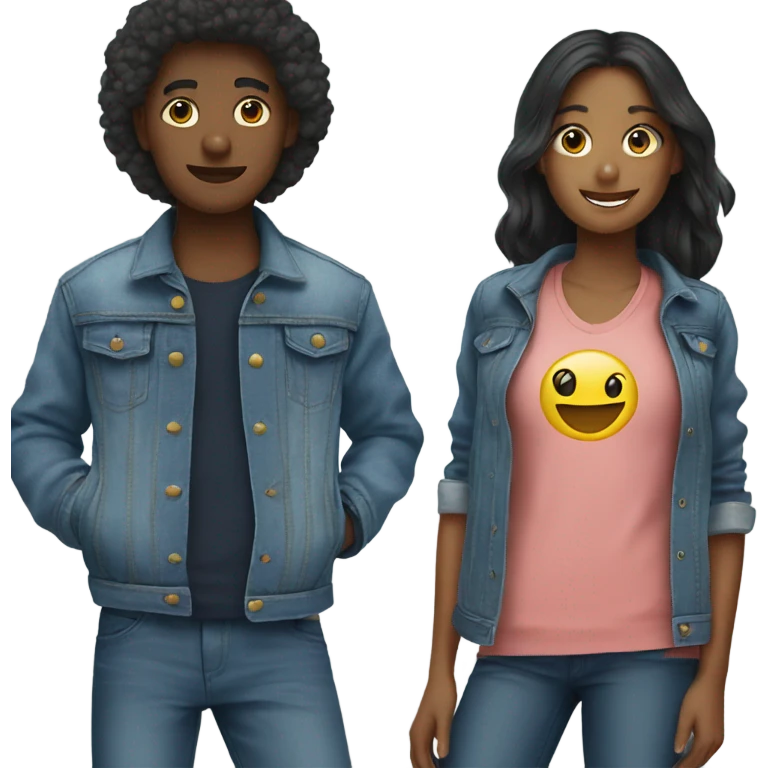 boy and girl in denim jackets emoji