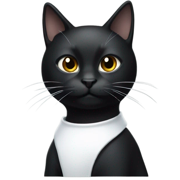 Black cat with White on torse emoji