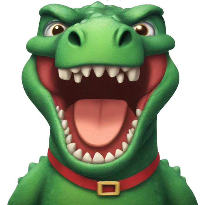 Make me an angry Christmas themed dinosaur  emoji