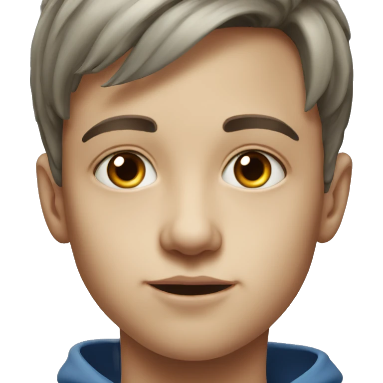 realistic portrait of a boy gray eyes  emoji