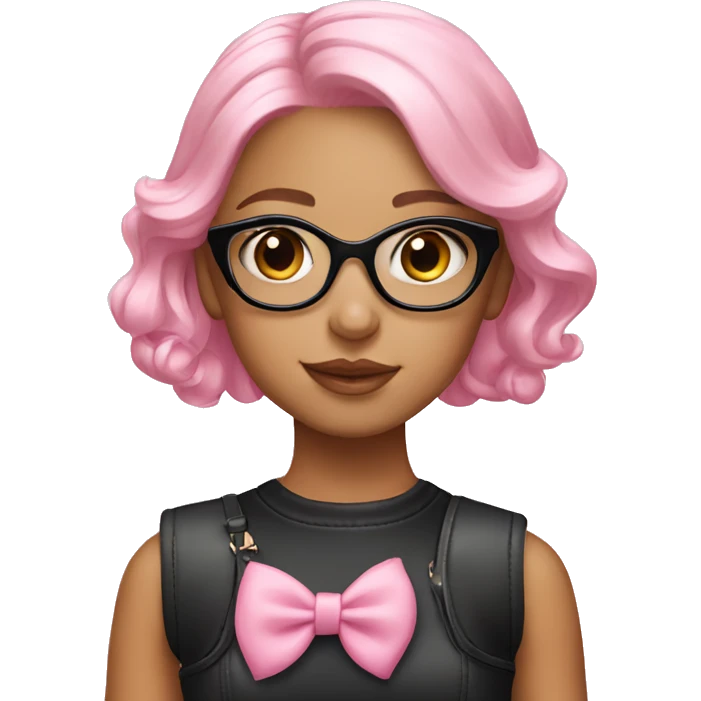 Cute girl wearing a Dior bag with a bow on her pink hair  emoji