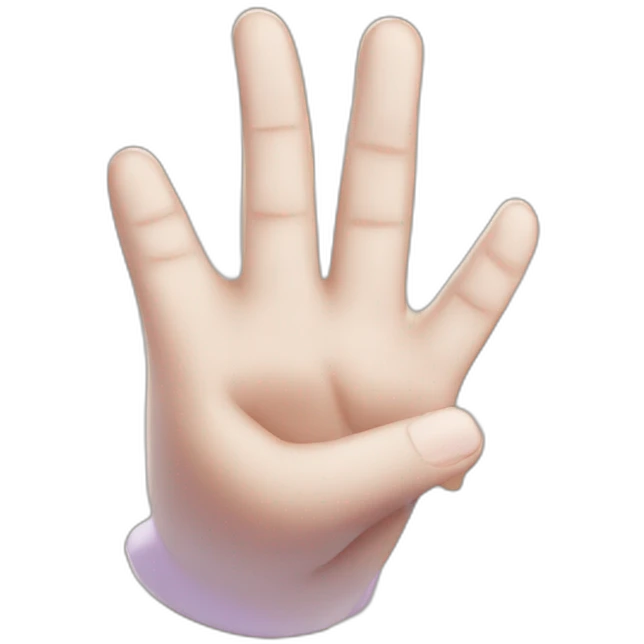 white girl showing three fingers up emoji