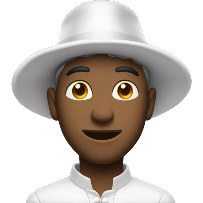 a men wearing white magicien hat side look prspctive emoji