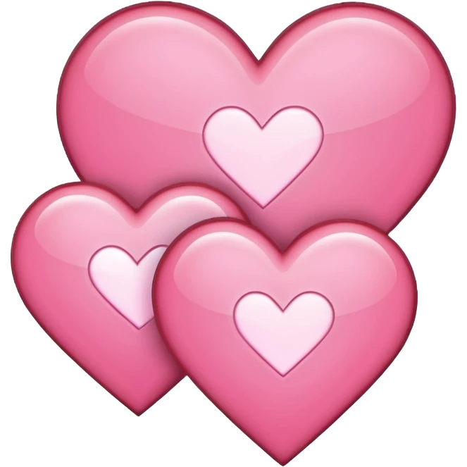 three pink pixel hearts with white-glowing effect emoji