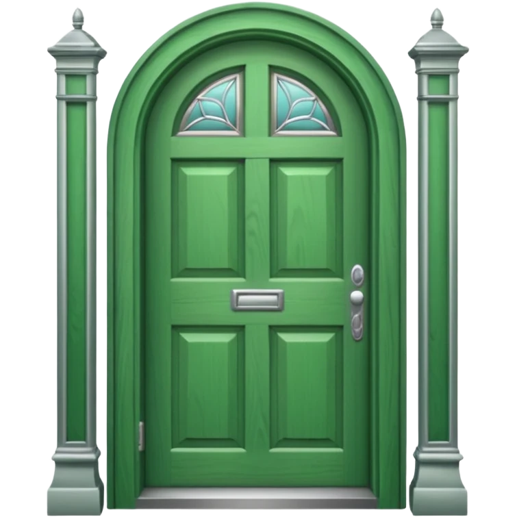 A simple green door emoji with a handle and a window emoji