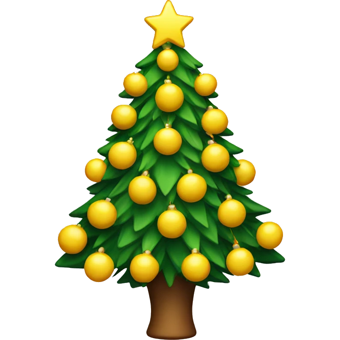 Christmas tree decorated with yellow decor emoji
