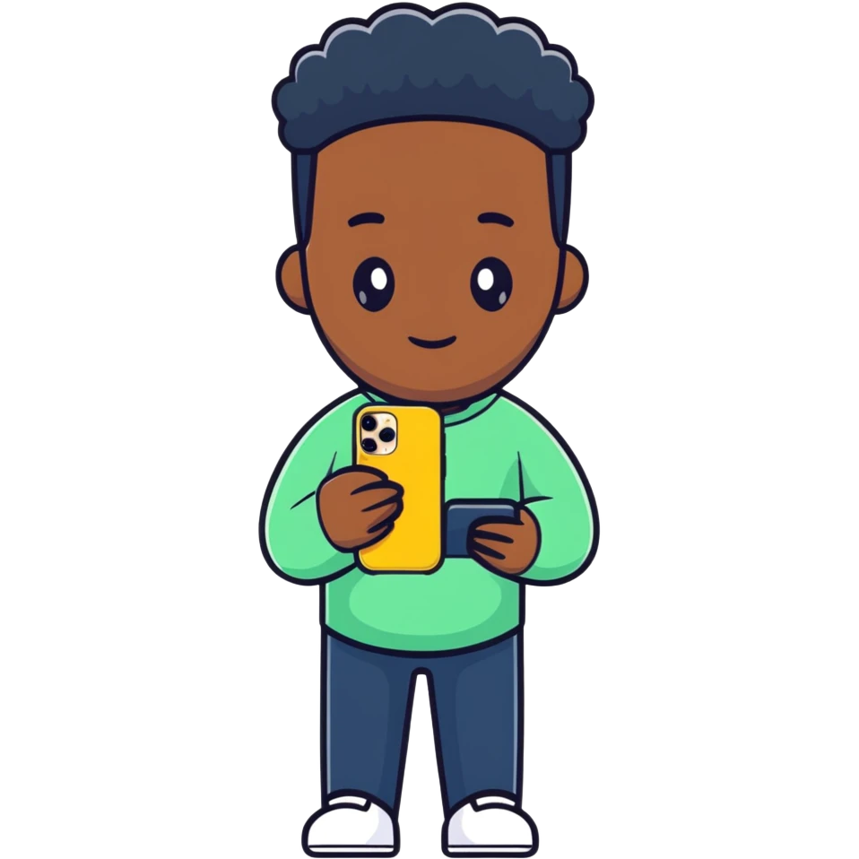 Black guy with iPhone 14 Pro emoji