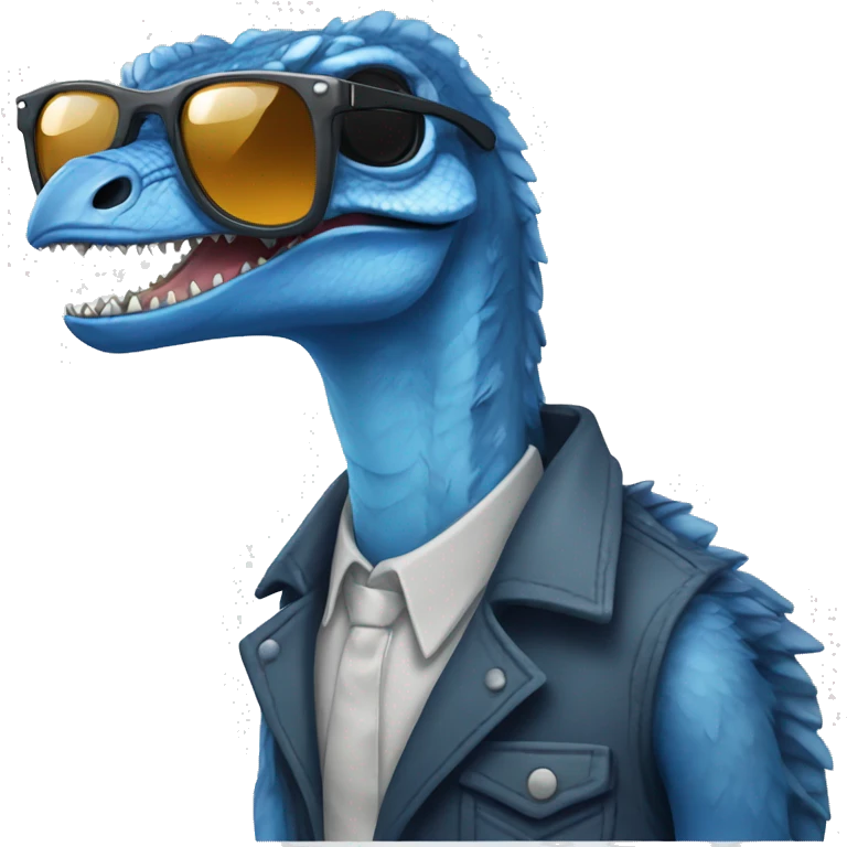 blue velociraptor with sunglasses emoji