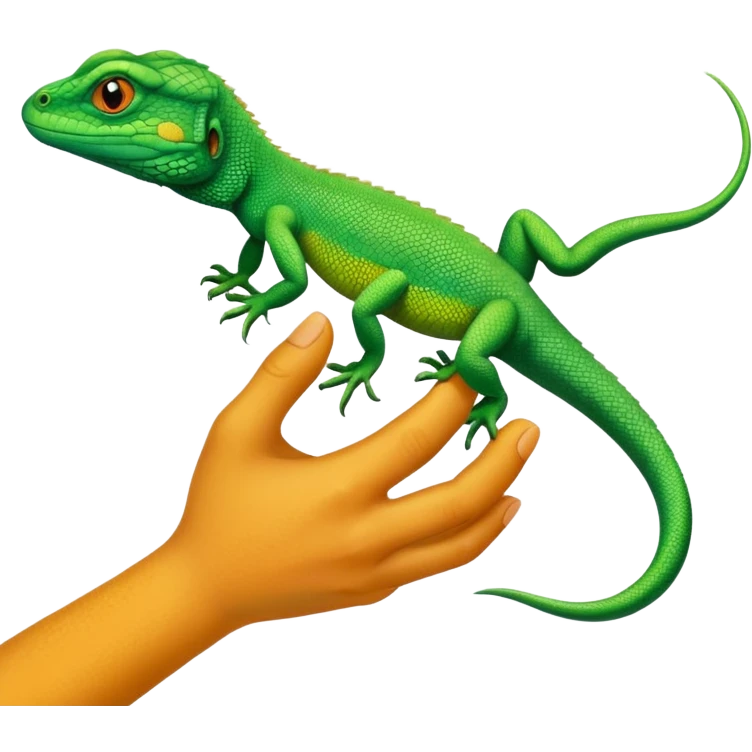 Hand grabbing a lizard emoji