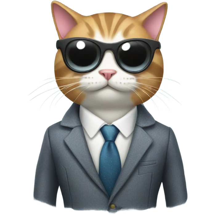 Cat with cool suit emoji