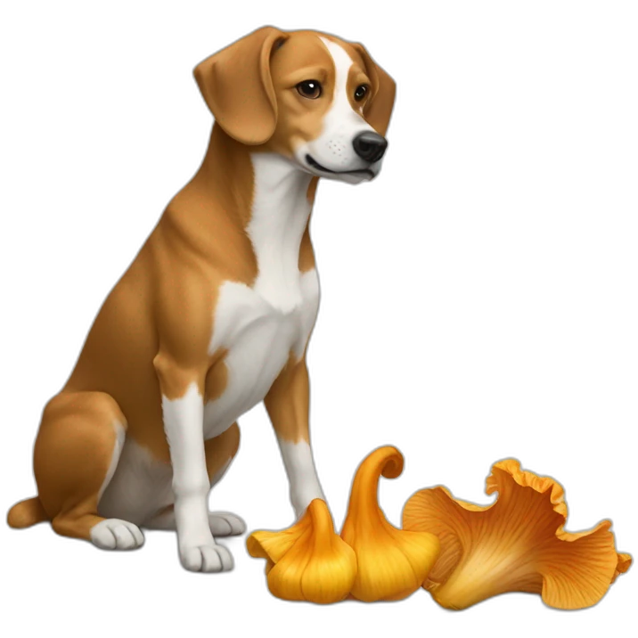 Dog picking chanterelle emoji