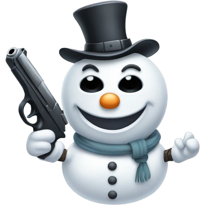 Evil snowman with a gun emoji